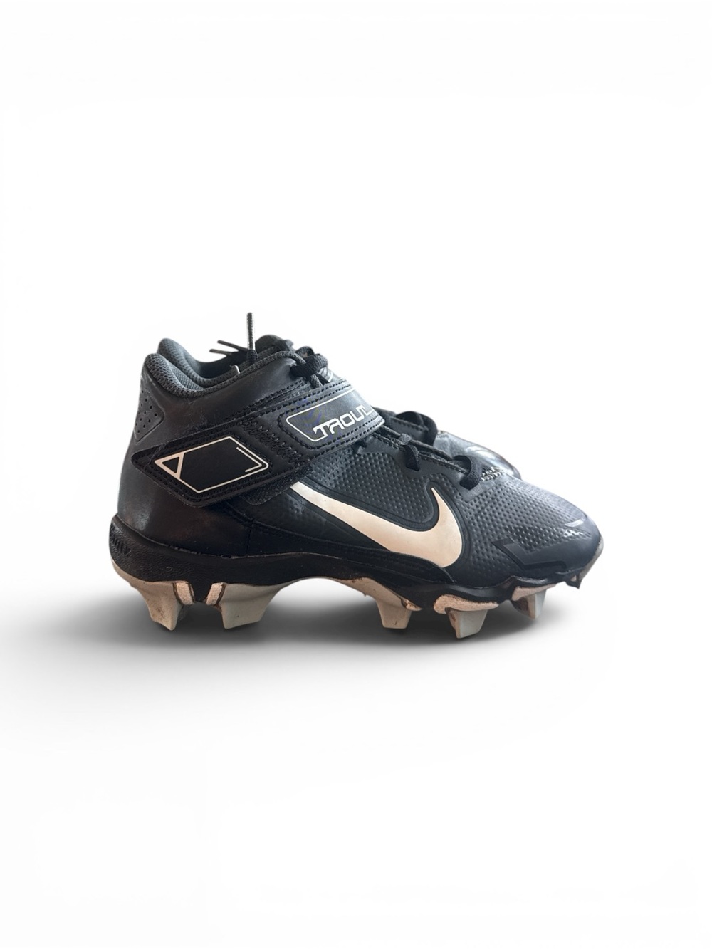 Nike Baseball Cleats Force Trout 8 Keystone Youth Shoe Kids 2.5Y Black White Mid